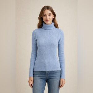 S. Christina Fluffy 100% Viscose Periwinkle Turtleneck Sweater, Size S/M NWT